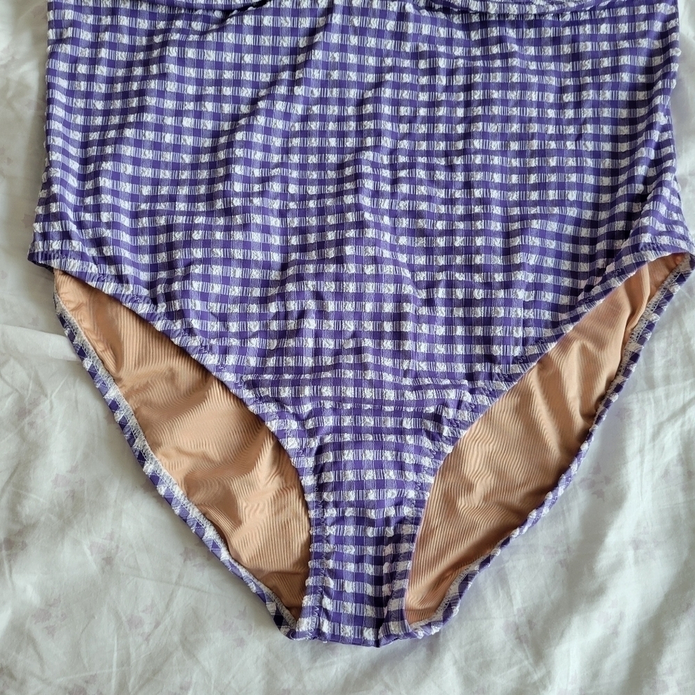 J. Crew Purple Gingham One Piece Swimsuit - Picture 7 of 11